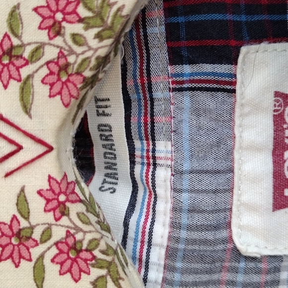 Men's Levi's XL snap button flannel black white red grey - Picture 8 of 11